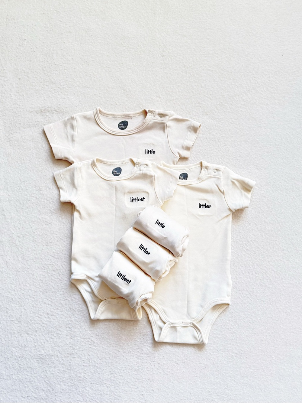 The Littlest Organic Cotton Onesies Unisex Baby 6pc Little Littler Littlest 0-12